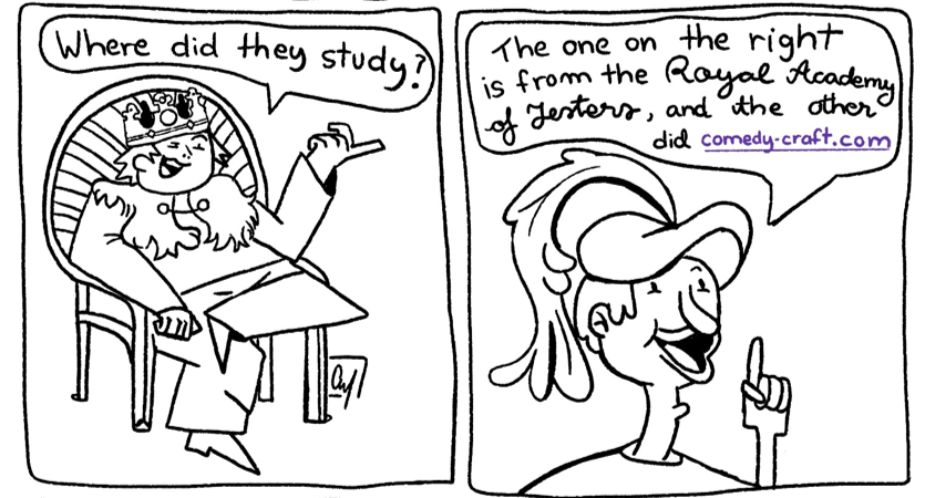 Comic strip illustration by Mara Chelărescu about what universities sell to students.
